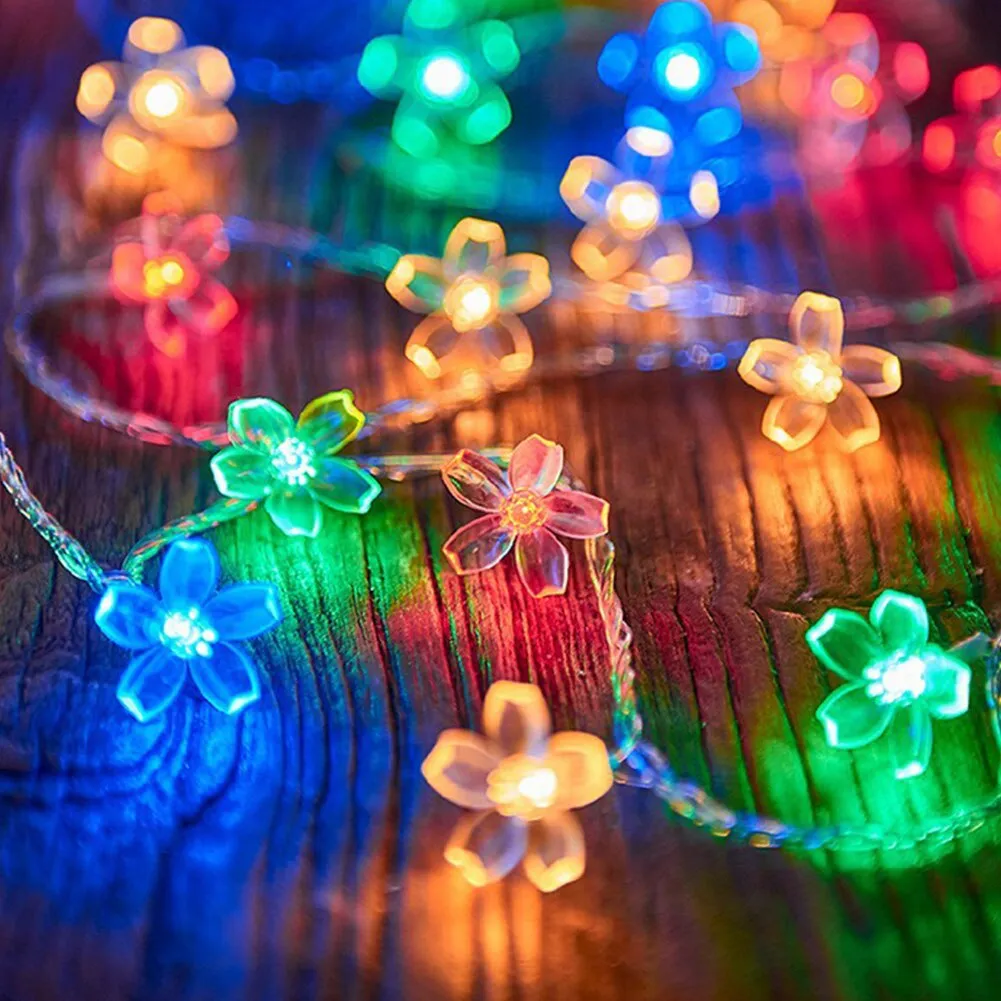 10/40/60 Lights LED String Fairy Lights Crystal Cherry Blossom Flower Garland For Gazebo, Indoor Wedding Festival Christmas Party Decors