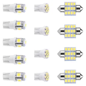 13Pcs T10 31mm Festoon LED Light Bulb Interior Dome Map LED Lights License Plate Trunk Side Positioning Lights 6000K White