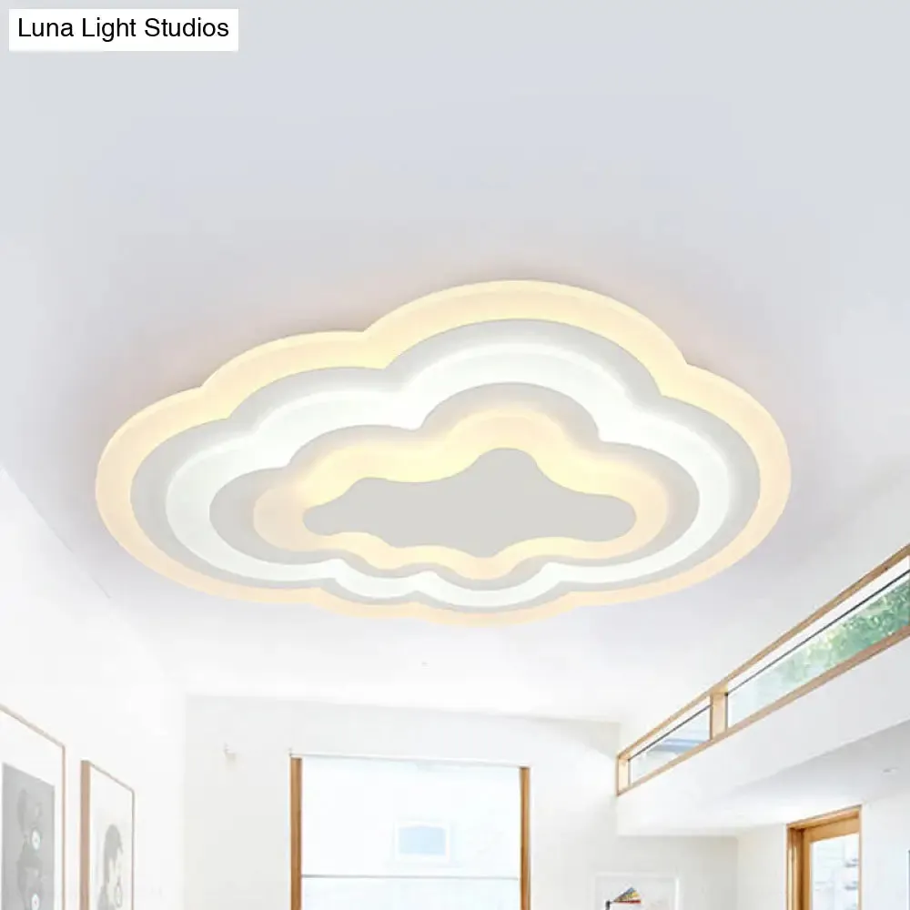 15"/18"/23.5" W Acrylic Cloud Flush Mount LED Light Fixture in Warm/White Light - Minimalist Indoor Lighting