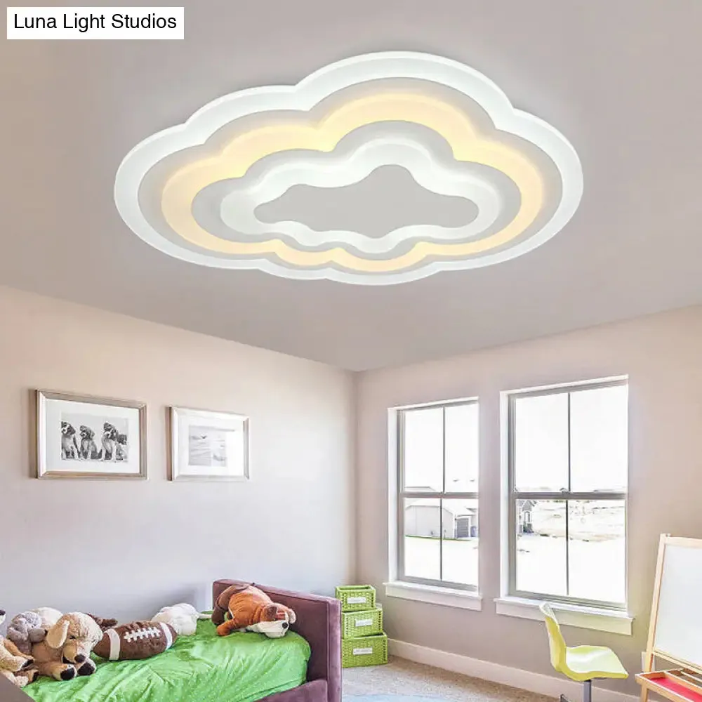 15"/18"/23.5" W Acrylic Cloud Flush Mount LED Light Fixture in Warm/White Light - Minimalist Indoor Lighting