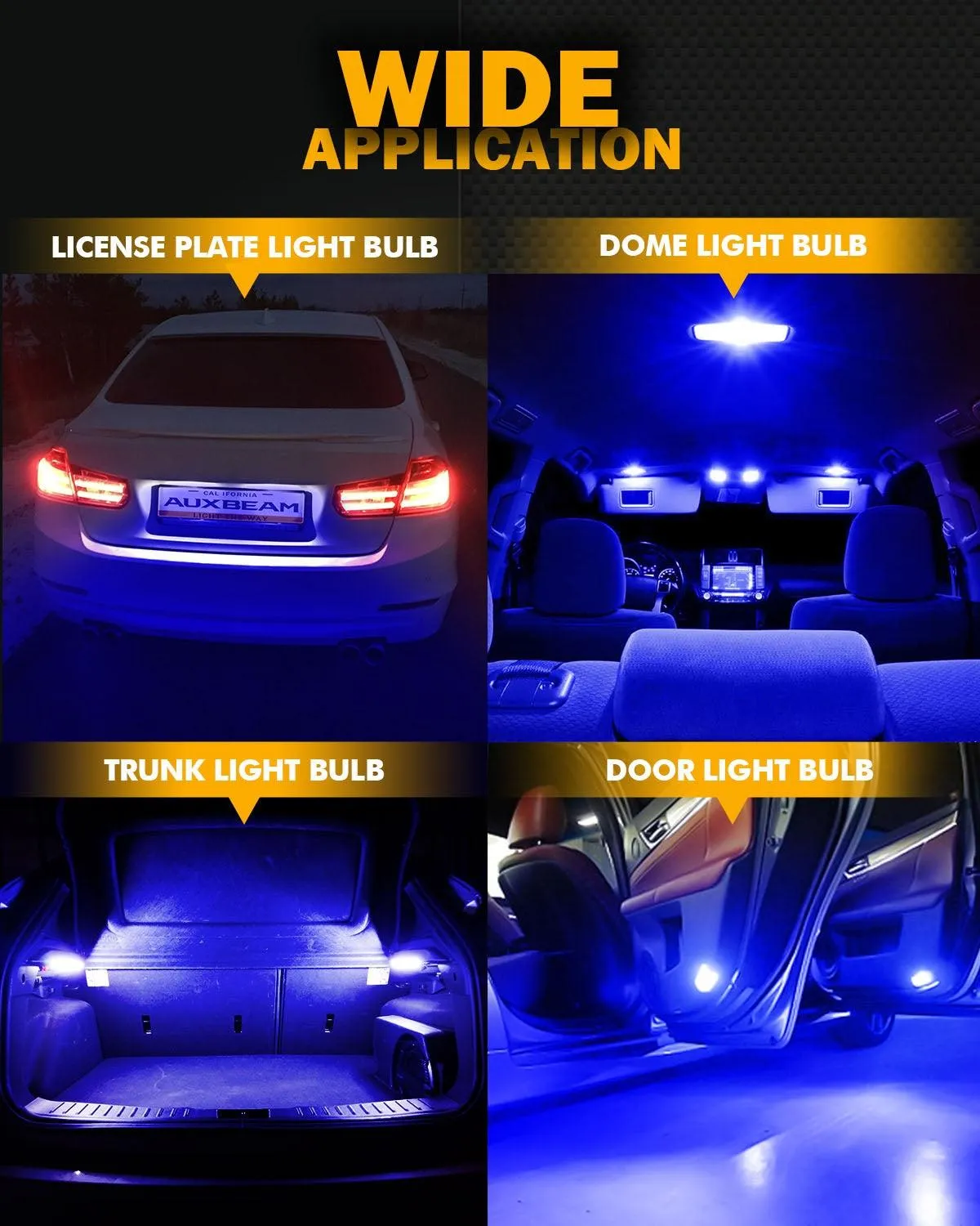 168 2825 W5W T10 LED License Plate/Side Marker/Interior Light Bulbs 3W 400% Brighter Canbus Error Free Blue B1 Series | 2 Bulbs