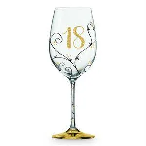 18 Black/Gold Vine Wine Glass