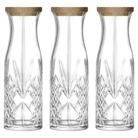 1L Melodia Glass Carafes with Cork Lid - Pack of Three - By RCR Crystal