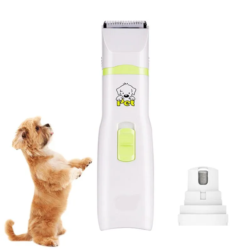 2 in 1 Pet Dog Cat Hair Trimmer Paw Nail Grinder Grooming Clippers Nail Cutter Hair Cutting Machine