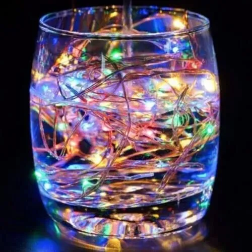 20 Battery Operated LED String Lights on Copper Wire Christmas Tree Lights (Multicoloured)