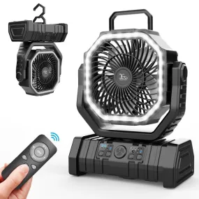 20000mAh LED Lantern Rechargeable Camping Fan with Remote control