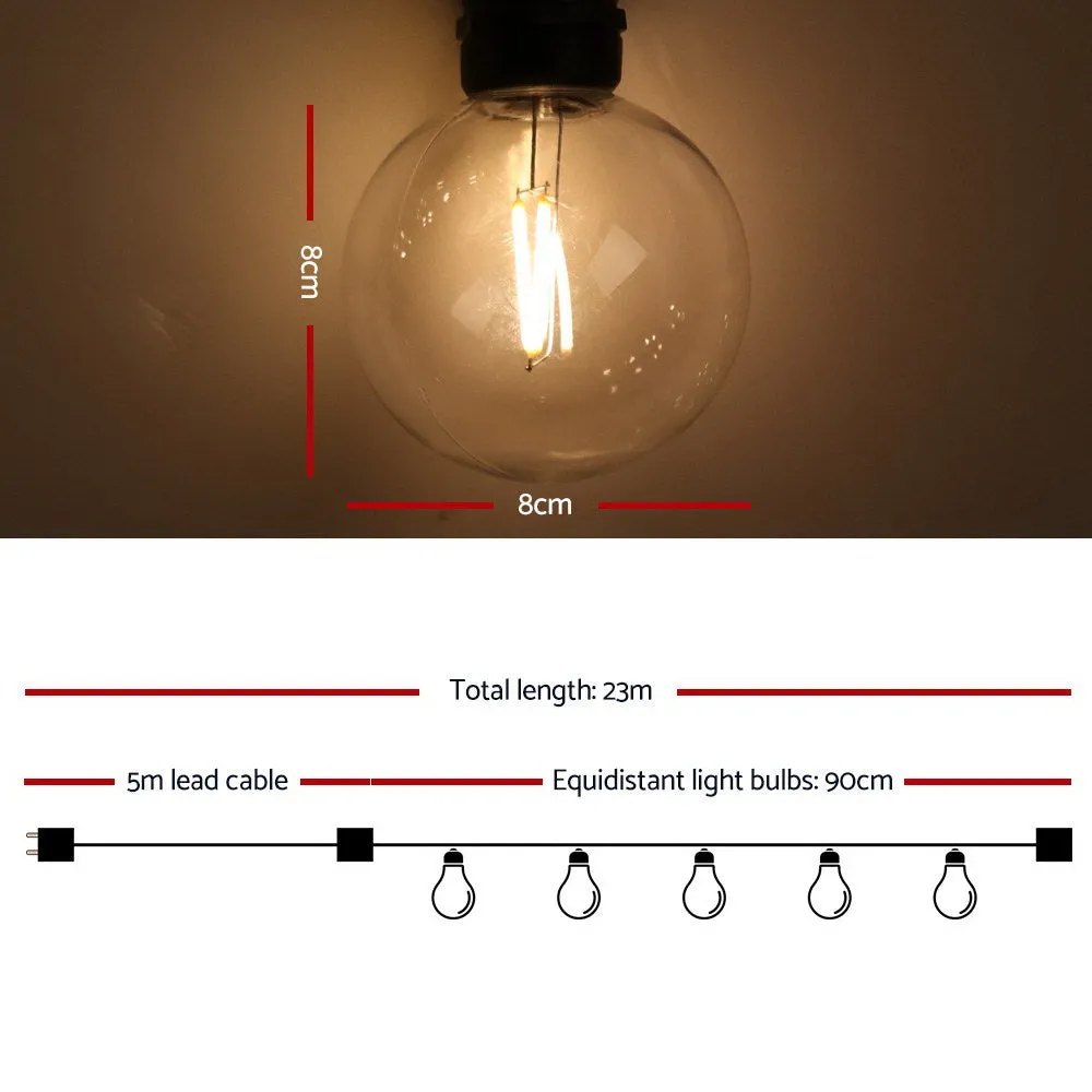 23m LED String Lights, 20 Bulbs, Waterproof, Low Voltage, Jingle Jollys