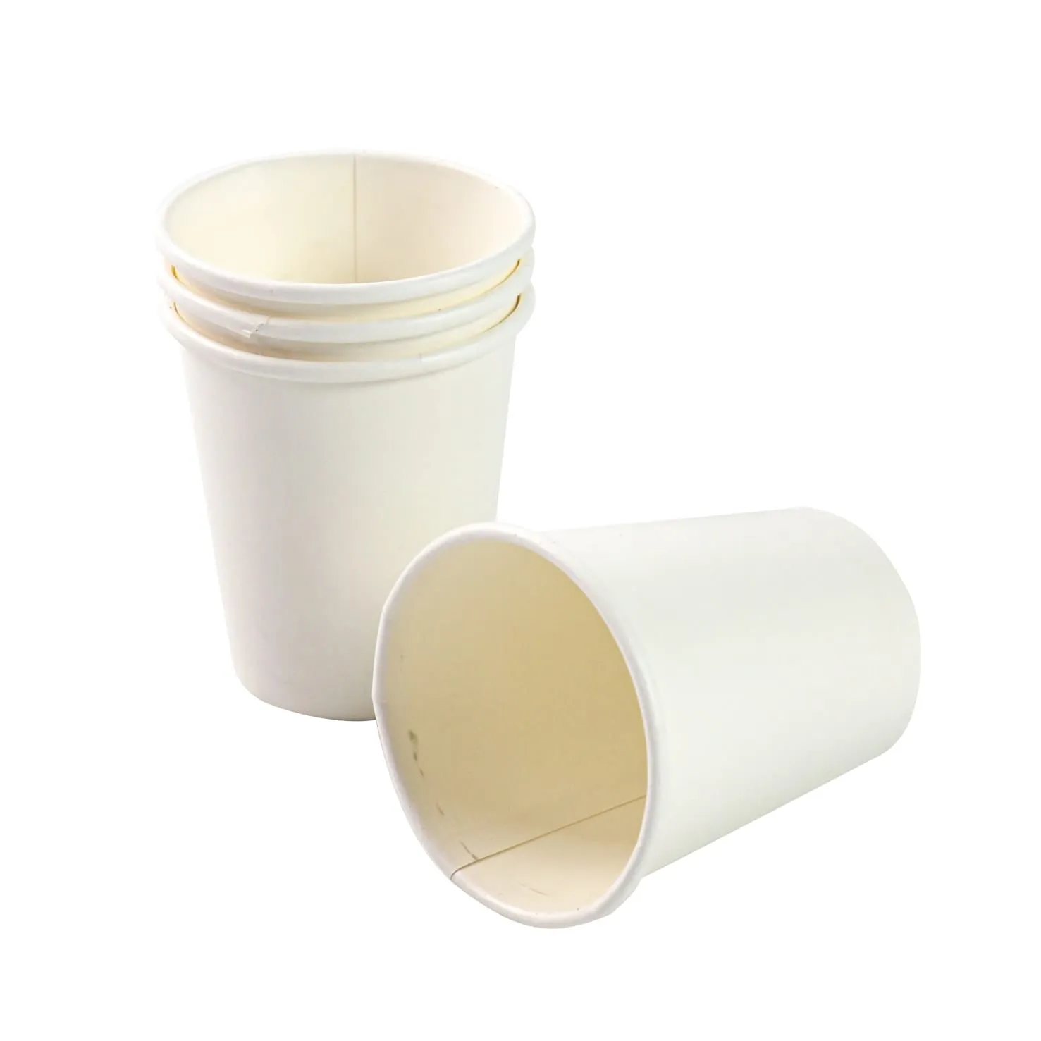 250ml Paper Coffee Cups Single Wall Plain White 5pack