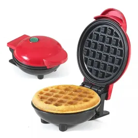 3 in 1 Mini Waffle Maker Machine | Electric Non-Stick Round Waffles Maker Iron Cast for Home, Kids, Belgian Waffles, Pan Cakes,Paninis and Other Snacks (Red,4 Inch- 350 Watts).