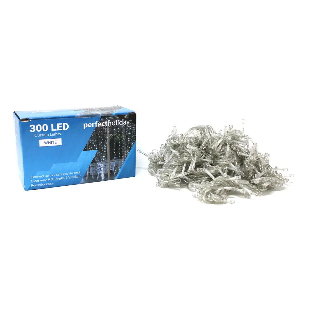 300 LED Curtain String Light with Remote - White