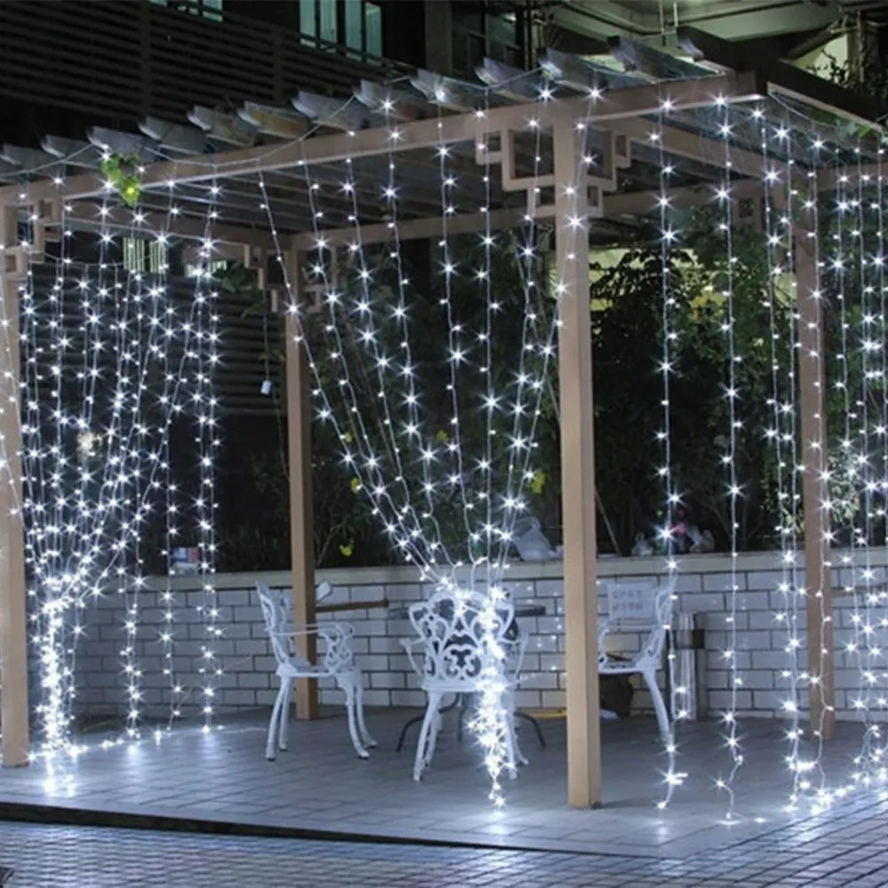 300 LED Curtain String Light with Remote - White