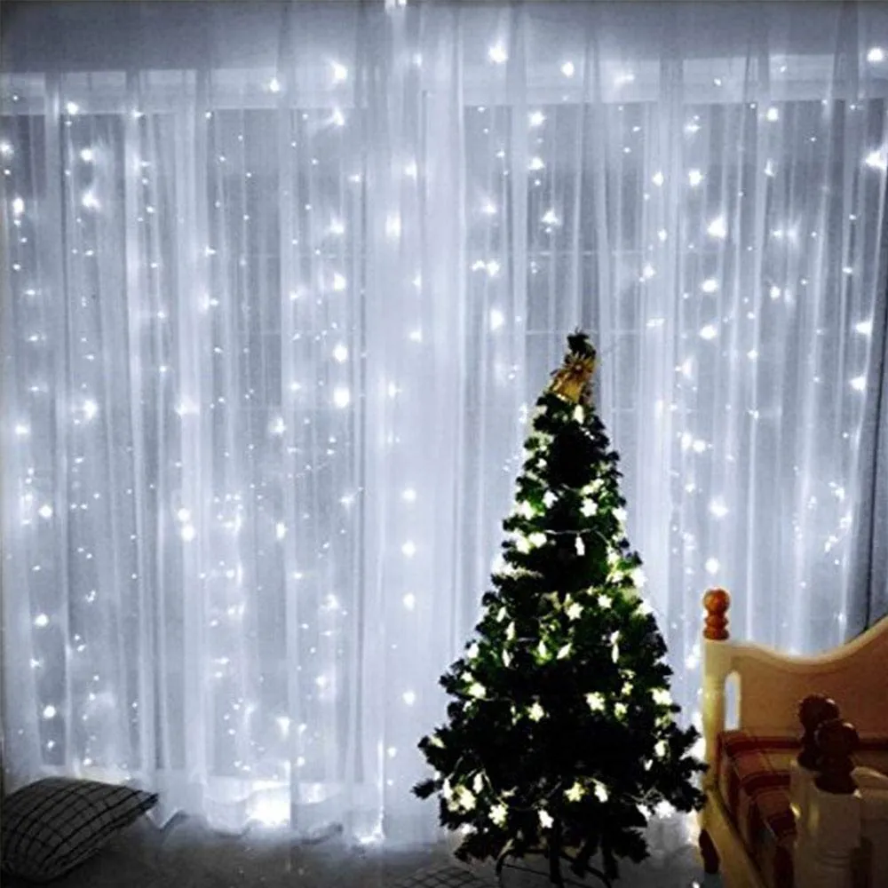 300 LED Curtain String Light with Remote - White