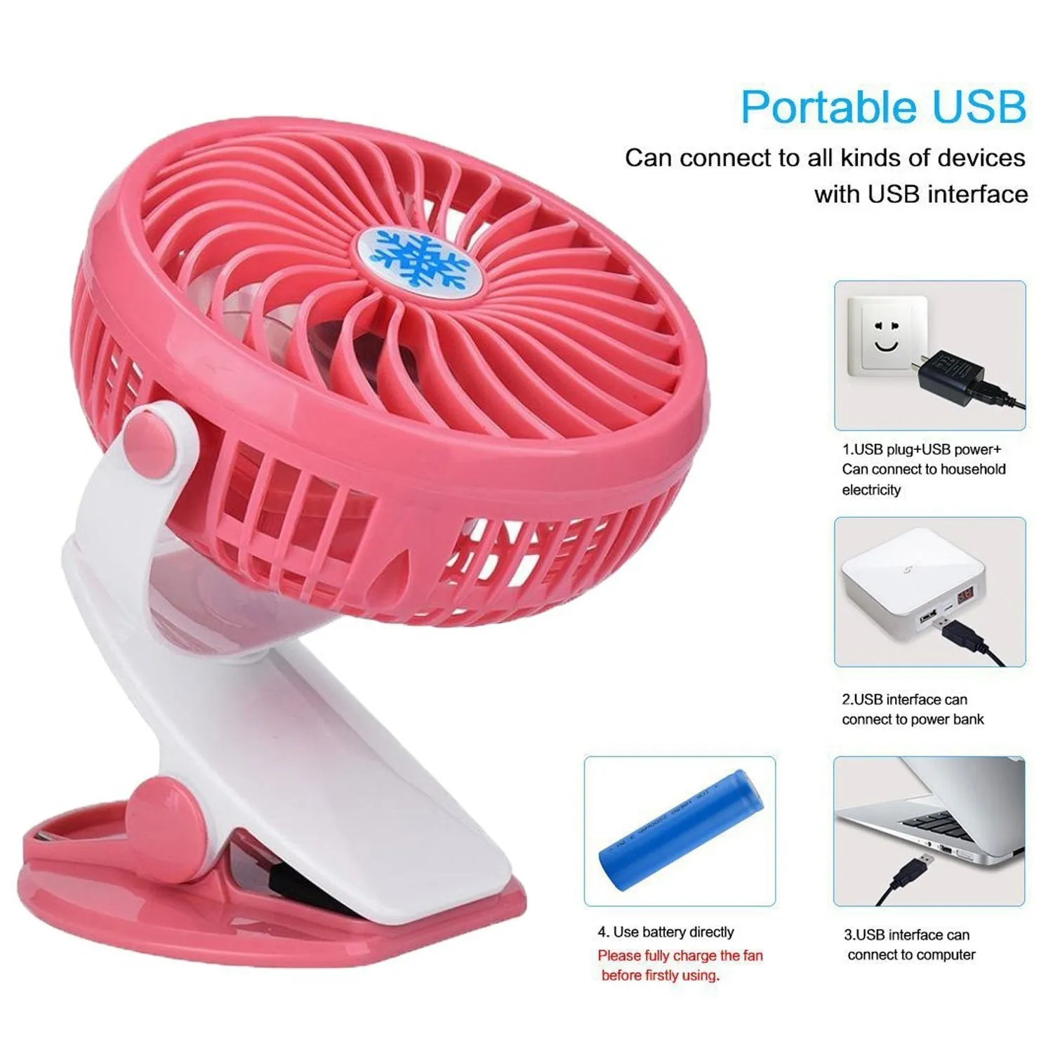 4824 Mini USB Clip Fan widely used in summers for cool down rooms and body purposes.(Battery Not Include)