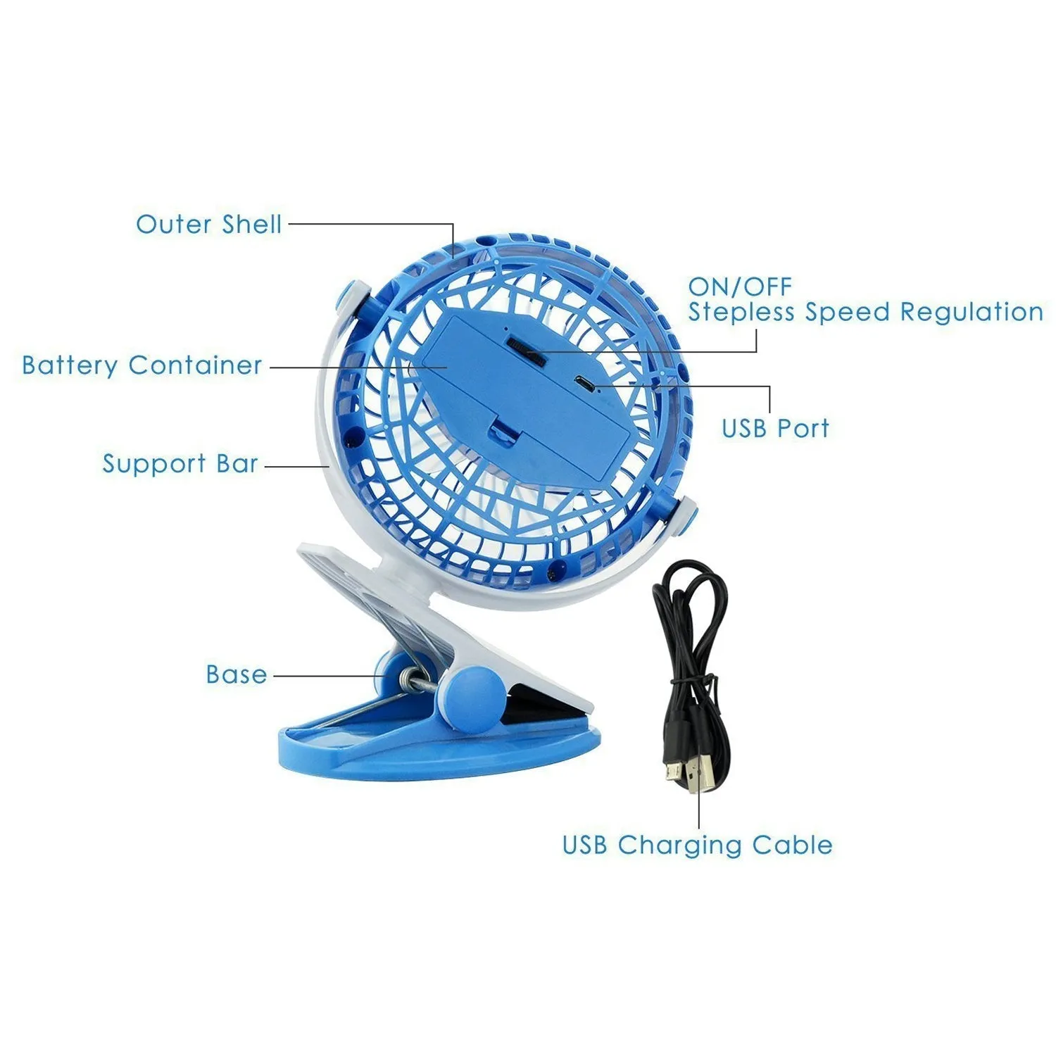 4824 Mini USB Clip Fan widely used in summers for cool down rooms and body purposes.(Battery Not Include)