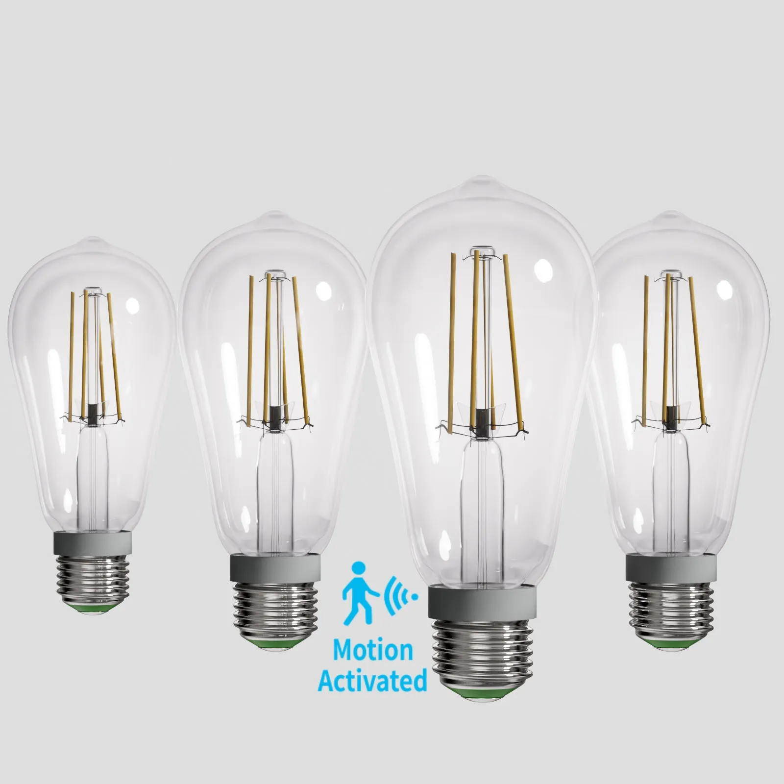 4PACK Motion Sensor LED Filament Bulb 5W Equivalent 60W 2700K Warmwhite No DIM