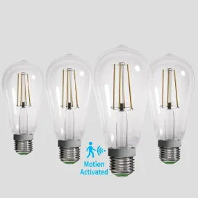 4PACK Motion Sensor LED Filament Bulb 5W Equivalent 60W 2700K Warmwhite No DIM