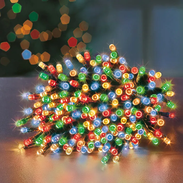 80 Multi Action LED Supabrights Christmas Lights with Timer - Multi-Coloured