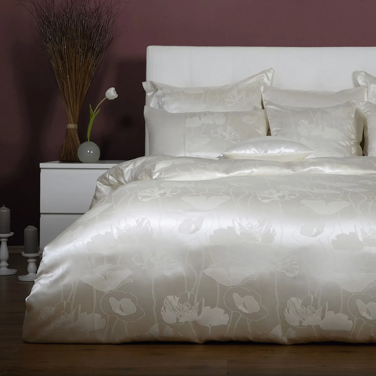 Adele Ivory Pure Mulberry Silk Duvet Cover