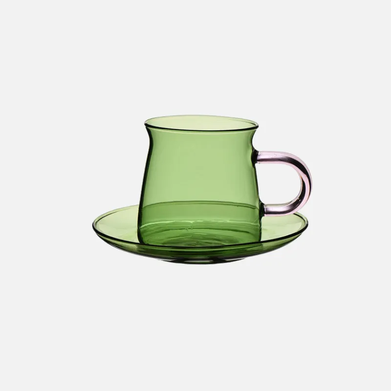 Alfie Contrast Handle Colored Glass Cup & Saucer