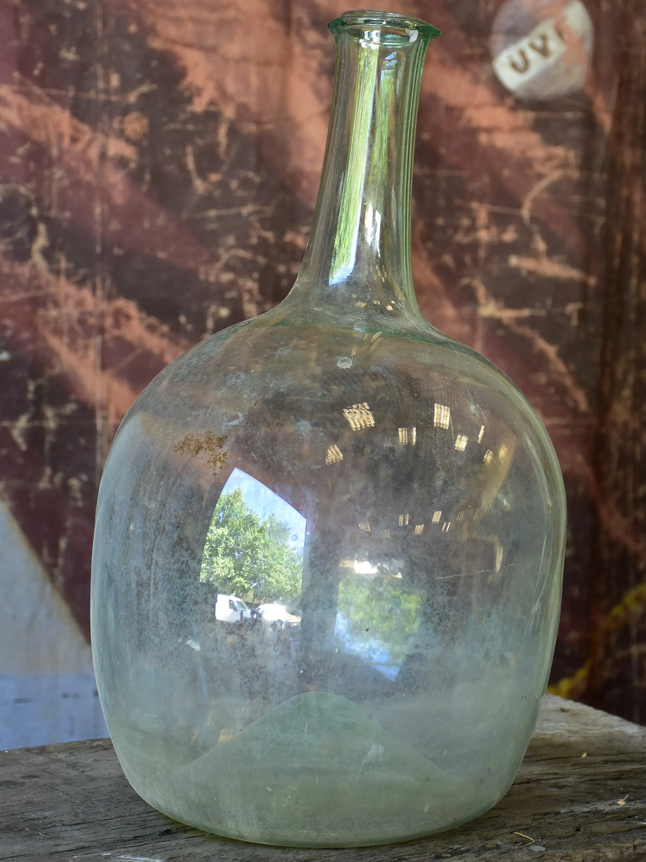 Antique French demi john bottle - clear glass