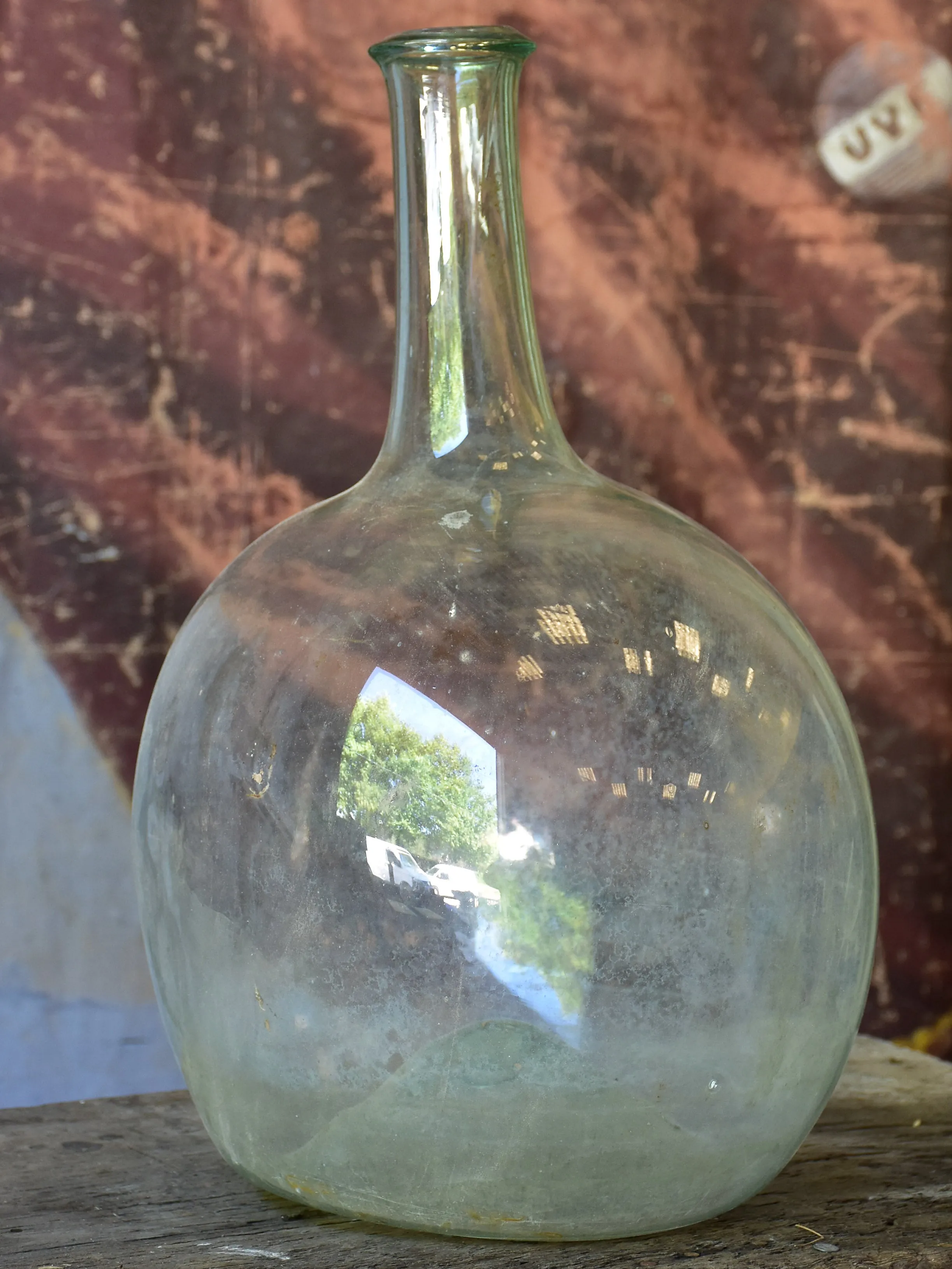 Antique French demi john bottle - clear glass