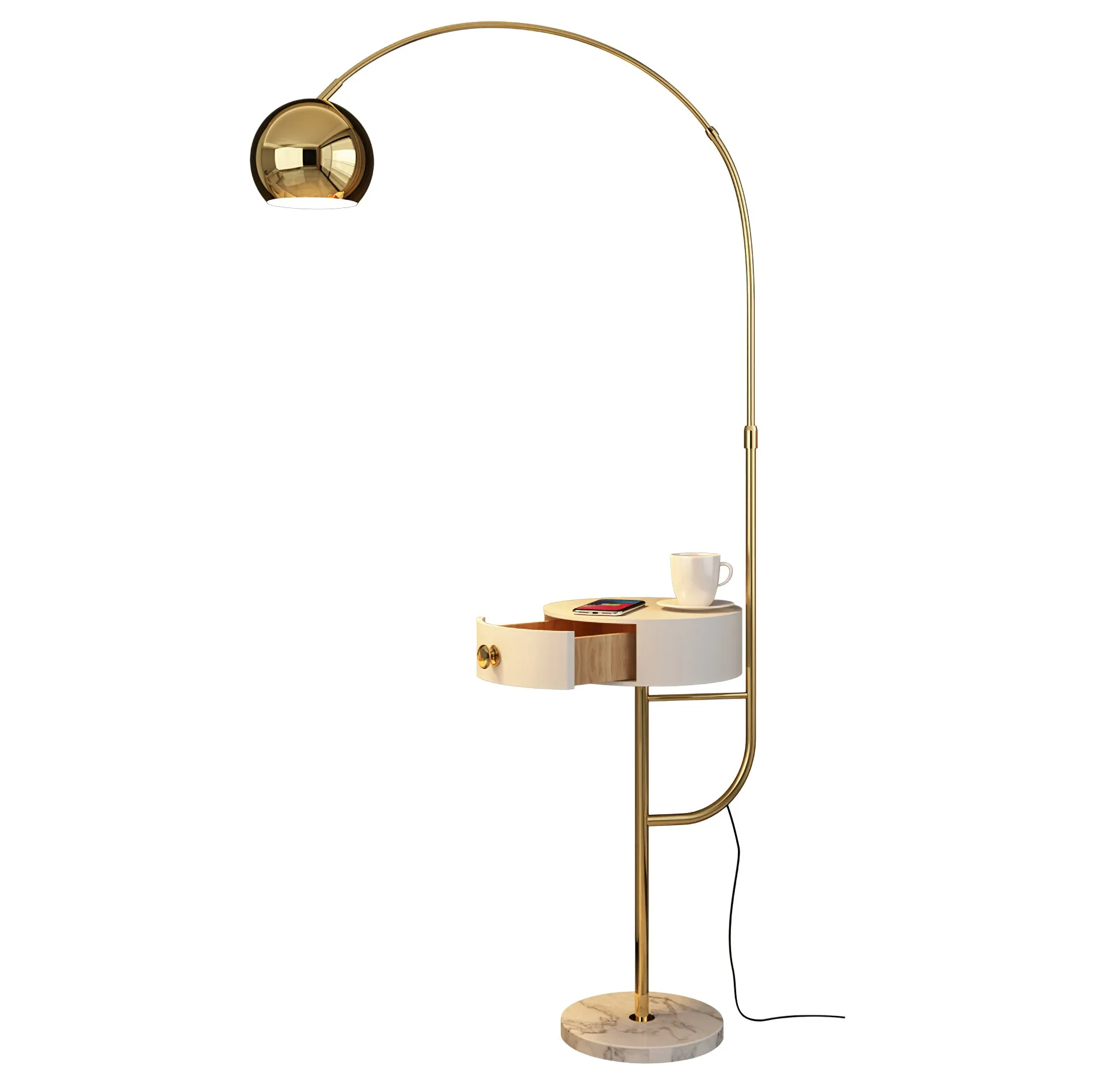 Arc Drawer Floor Lamp