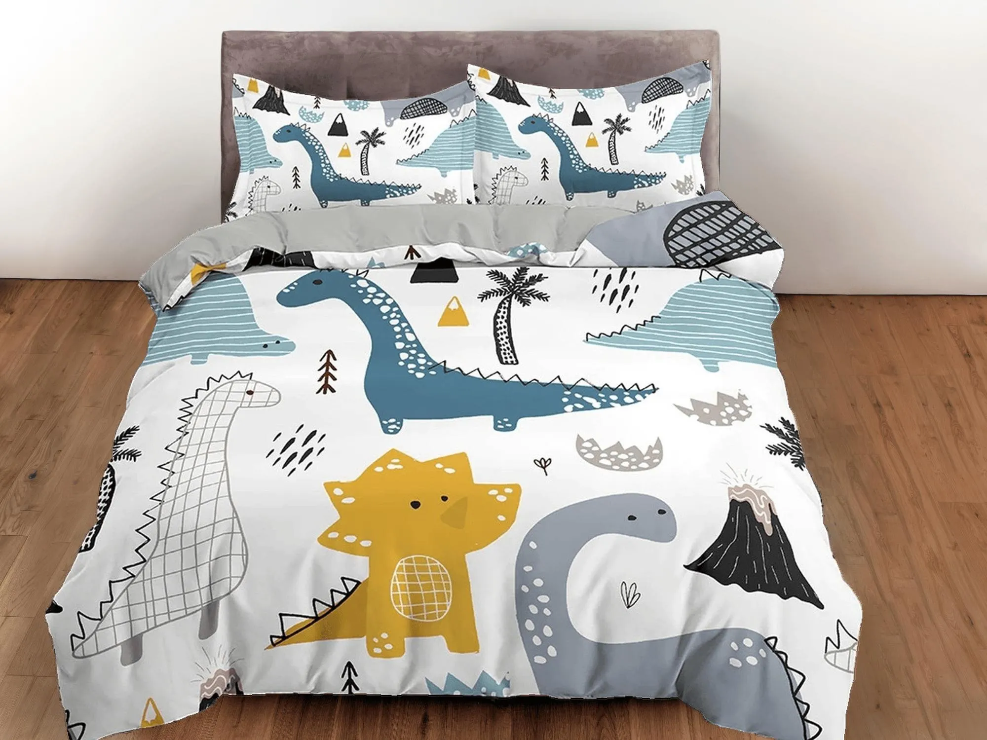 Baby Dinosaurs Toddler Bedding, Unique Duvet Cover for Nursery Kids, Crib Bedding, Colorful Zipper Bedding, King Queen Full Twin