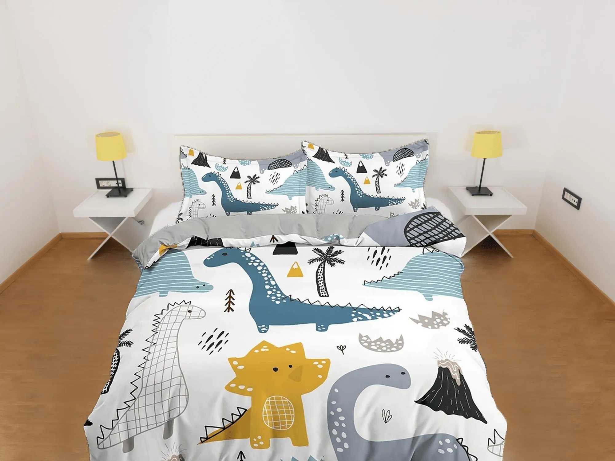 Baby Dinosaurs Toddler Bedding, Unique Duvet Cover for Nursery Kids, Crib Bedding, Colorful Zipper Bedding, King Queen Full Twin