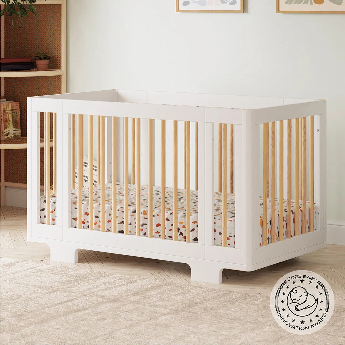 Babyletto Yuzu 8-in-1 Convertible Crib with All-Stages Conversion Kit - White / Natural