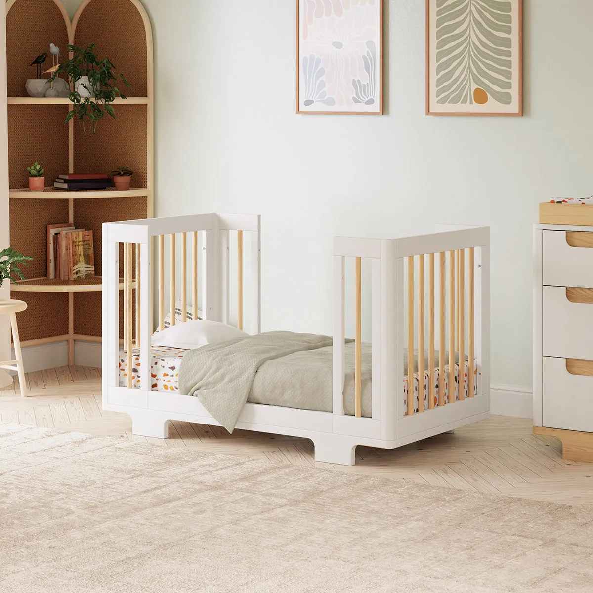 Babyletto Yuzu 8-in-1 Convertible Crib with All-Stages Conversion Kit - White / Natural