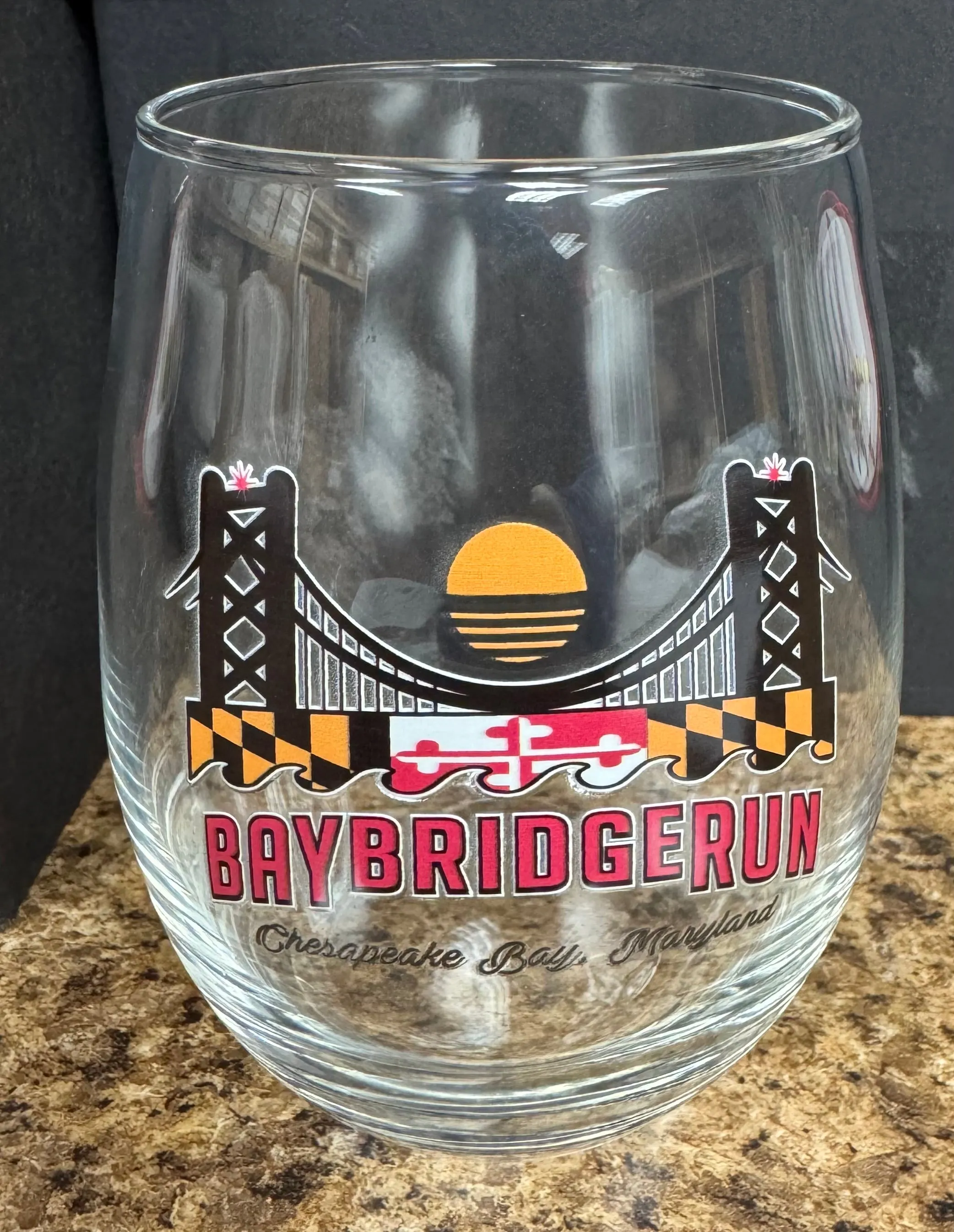 Bay Bridge Run Stemless Wine Glass