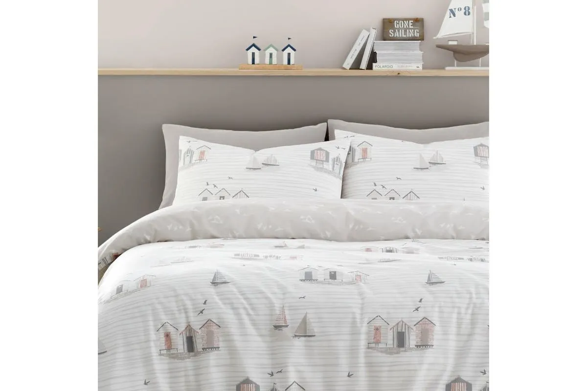 Beach Huts Duvet Set | Natural | Single