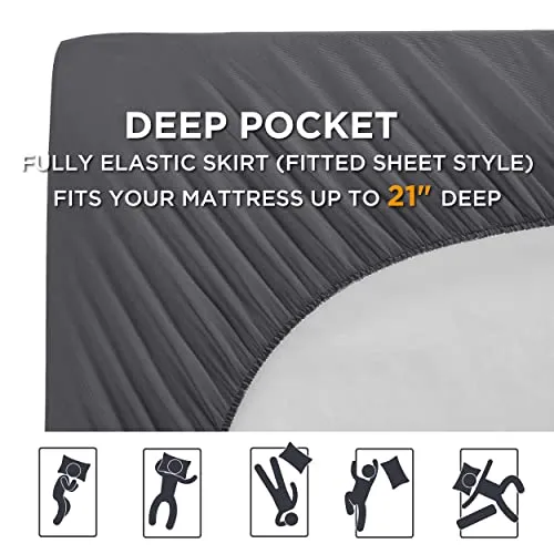 Bedsure Full Size Mattress Topper Pillow Top Mattress Pad Cotton Quilted Cooling Mattress Cover with Stretches to 21" Deep Pocket,Double Padded Pillow Top with Fluffy Down Alternative Fill,Dark Grey