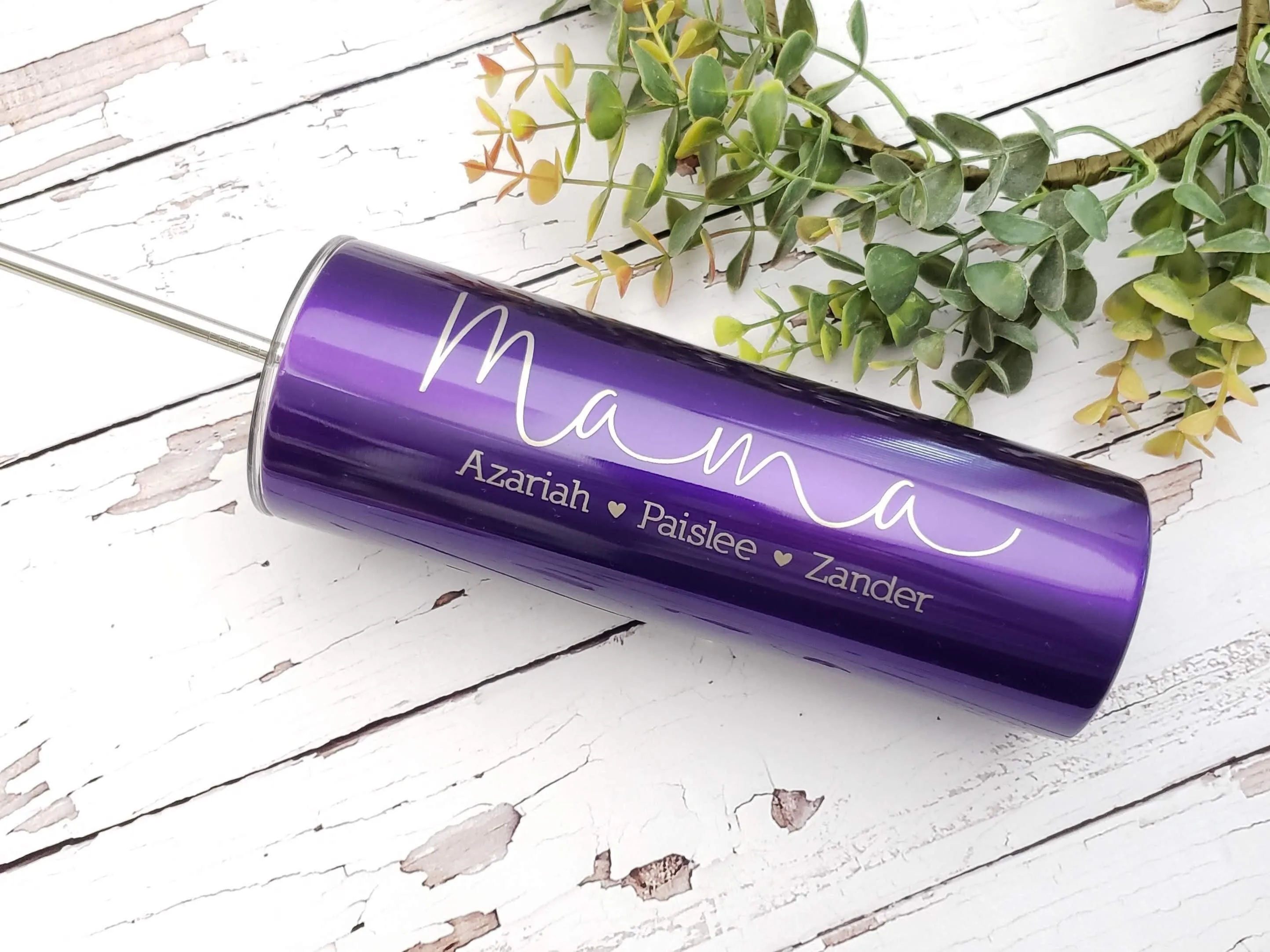 Best Seller! Laser Engraved Mama with Kids Names Tumbler - Christmas Gift