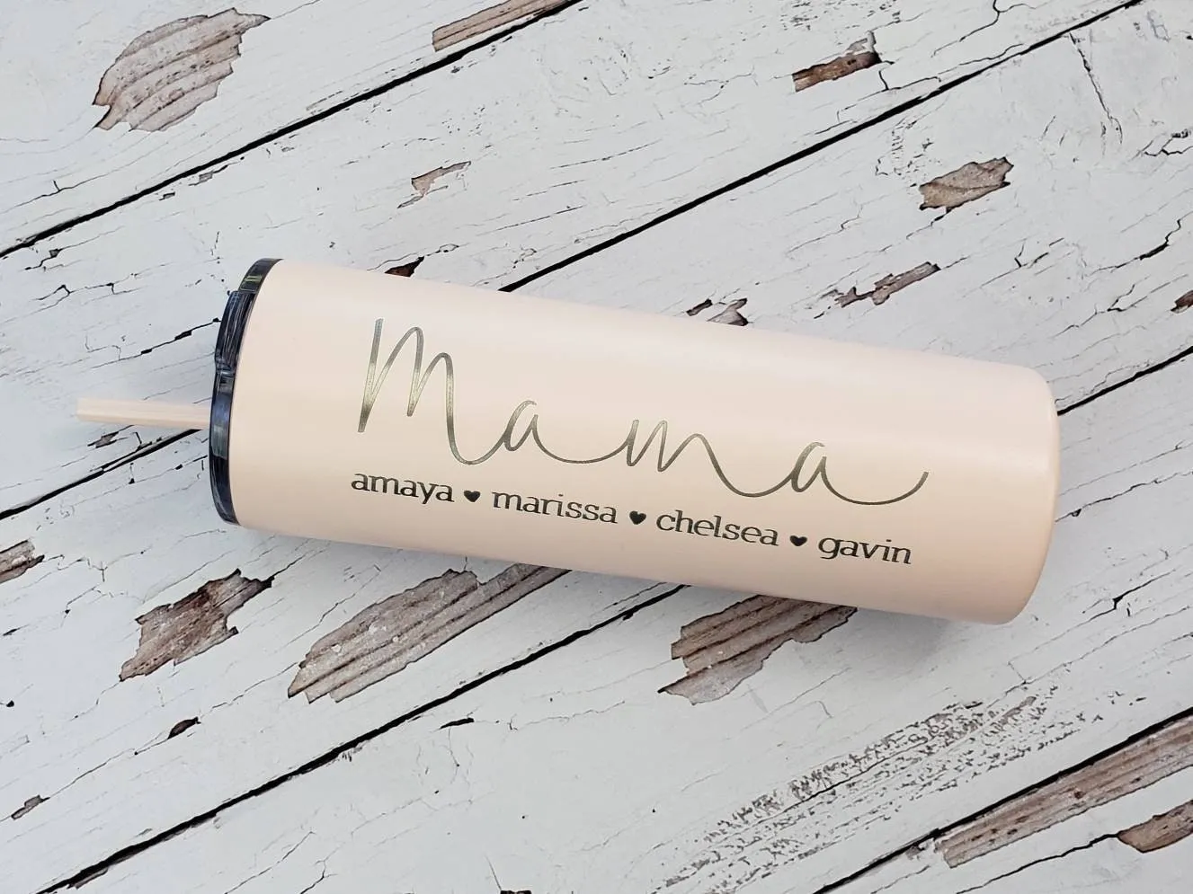 Best Seller! Laser Engraved Mama with Kids Names Tumbler - Christmas Gift