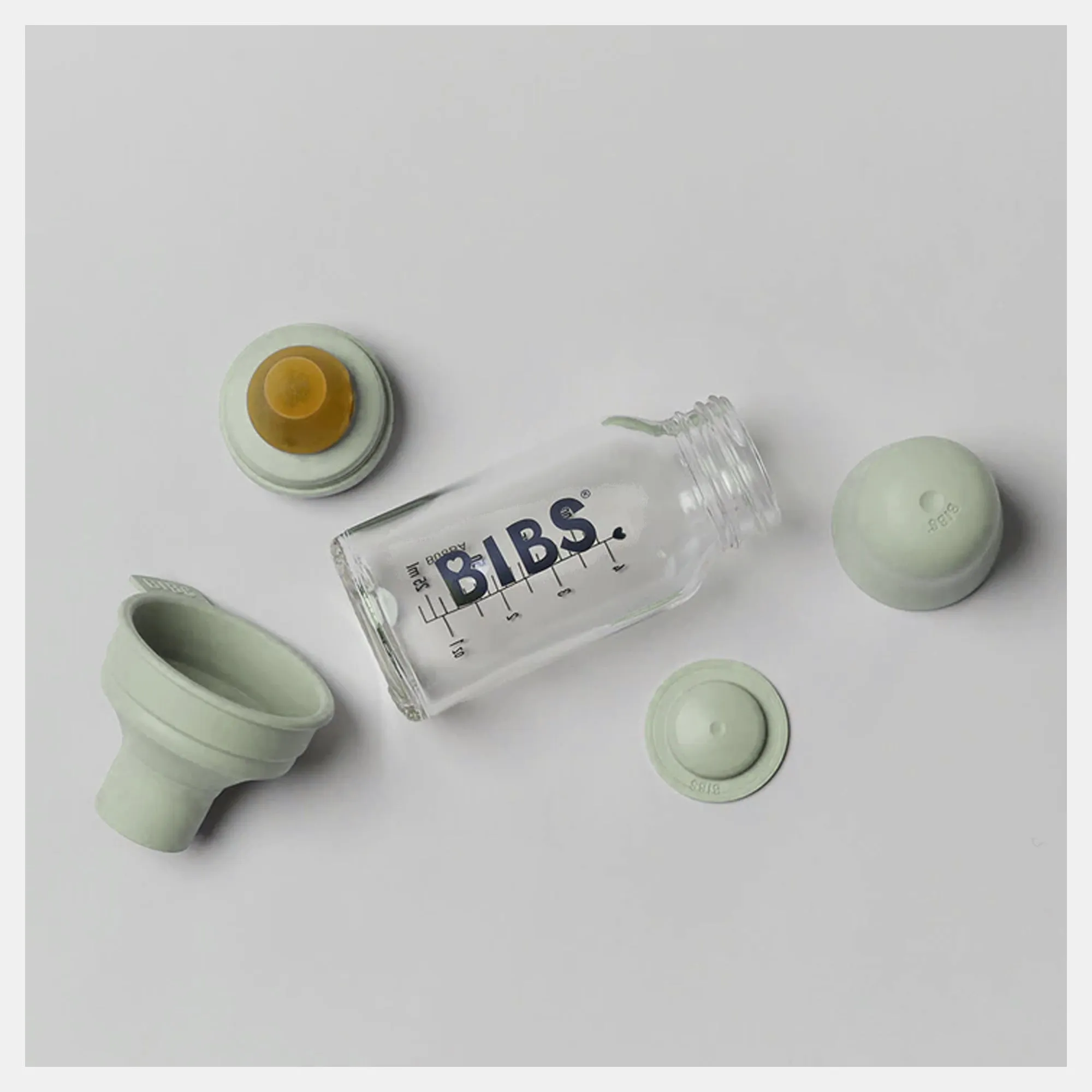 BIBS Baby Glass Bottle Latex - Sage