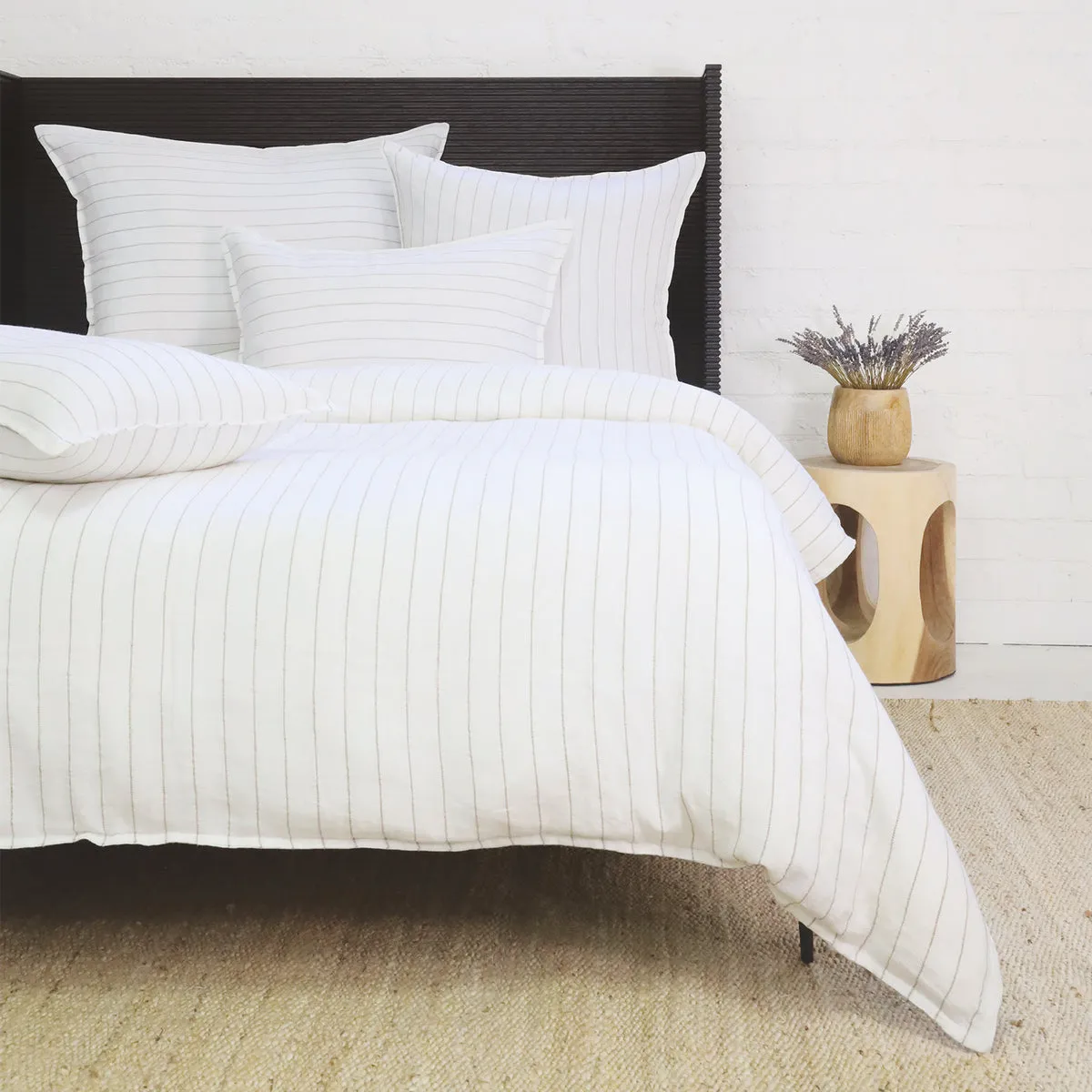 Blake Linen Duvet Set - White/Natural