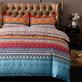 Bohemian Colorful Duvet Cover Set Boho Bedding, Hippie Dorm Bedding with Pillowcase