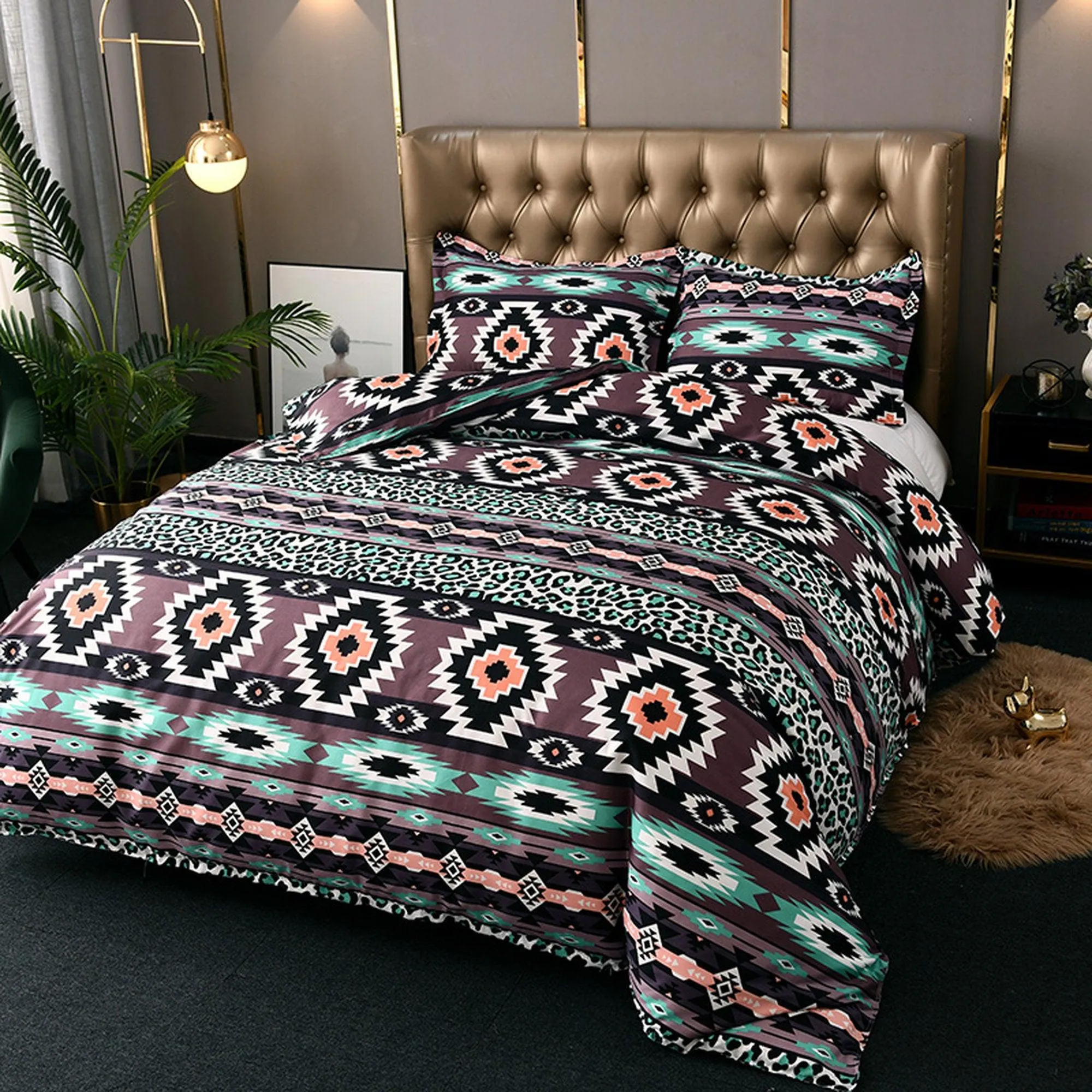 Bohemian Duvet Cover Set Boho Bedding, Hippie Dorm Bedding with Pillowcase