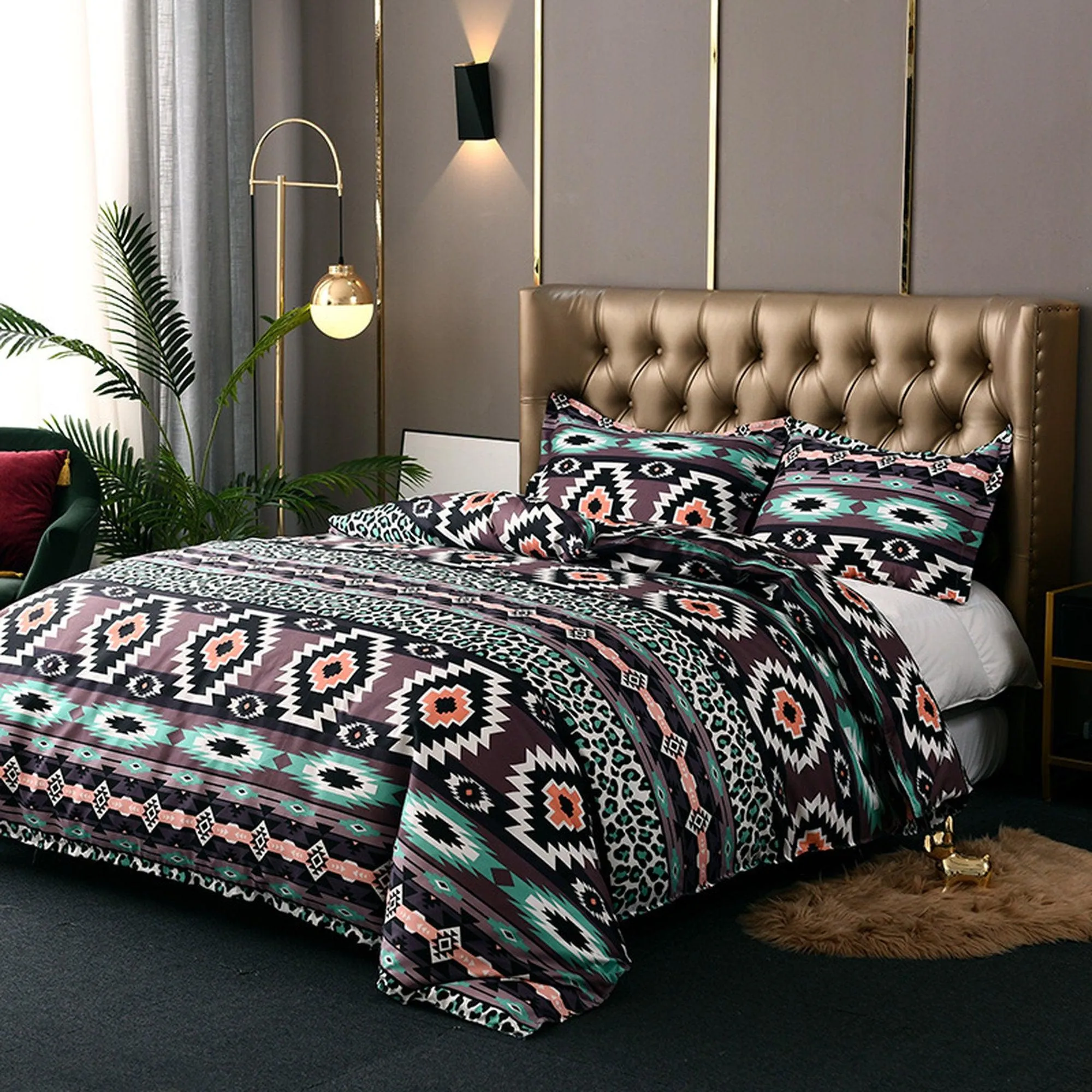 Bohemian Duvet Cover Set Boho Bedding, Hippie Dorm Bedding with Pillowcase