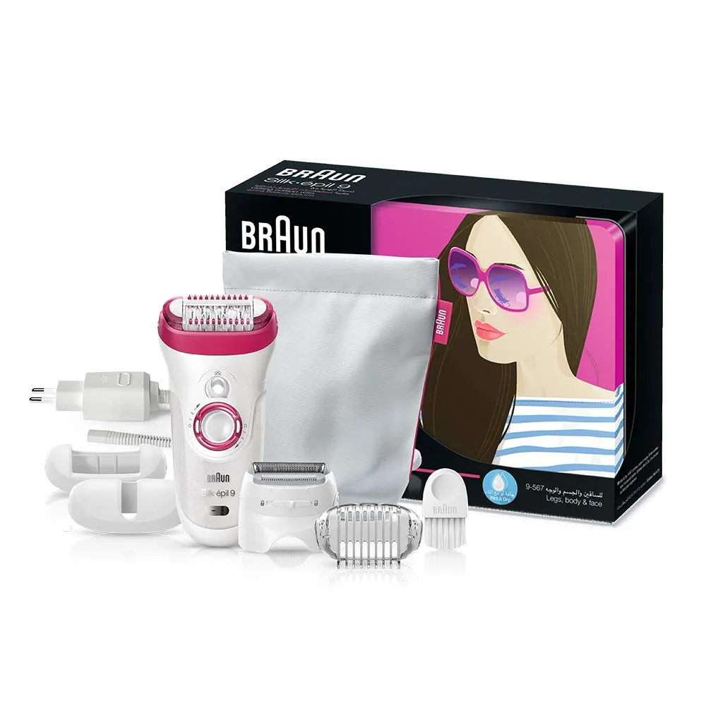 Braun 9-567 Silk-Epil 9 Wet & Dry Epilator Gift Pack 110-220 Volts for Worldwide Use