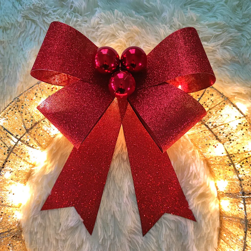 Bulk Christmas Wreath for Front Door 20" Metal Wreath with LED Lights Glittering Sequins Garland for Party Fireplaces Porch Walls New Years Winter Home Decor Wholesale