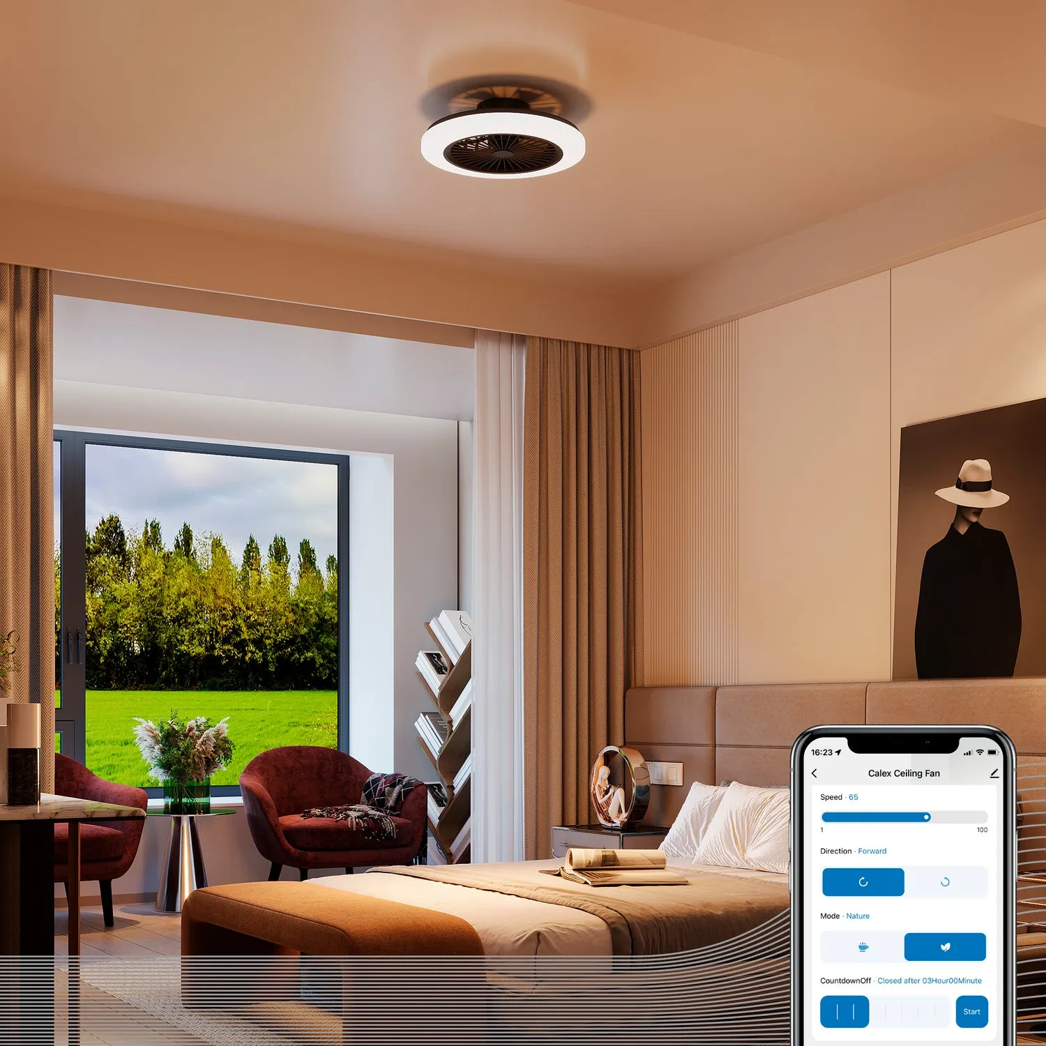 Calex Ceiling Light With Fan - 50cm - Incl. Remote