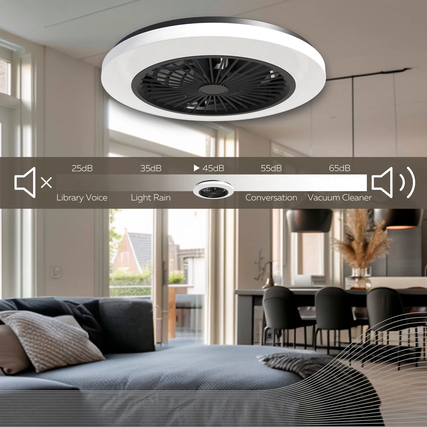 Calex Ceiling Light With Fan - 50cm - Incl. Remote