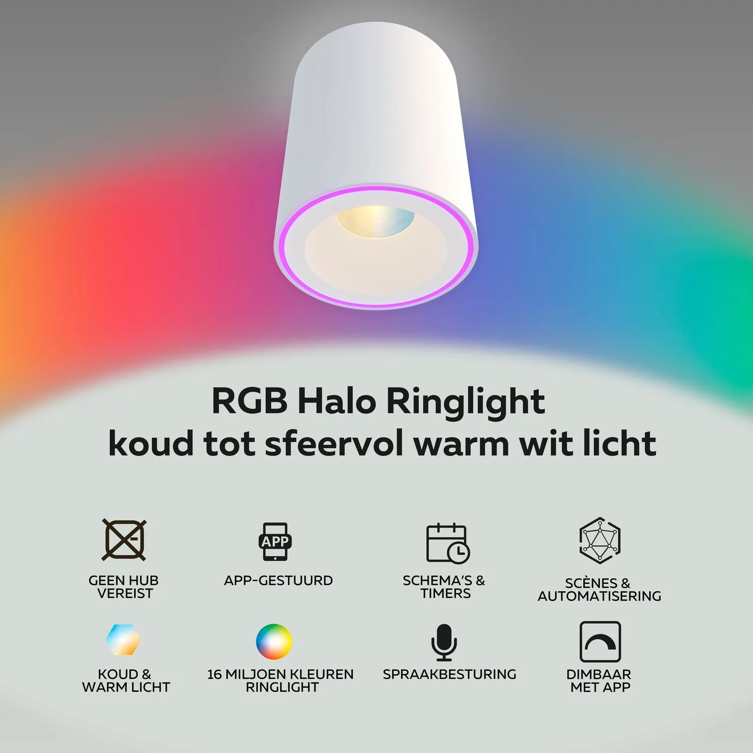 Calex Smart Halo LED Surface Spotlight - White - RGB and Warm White