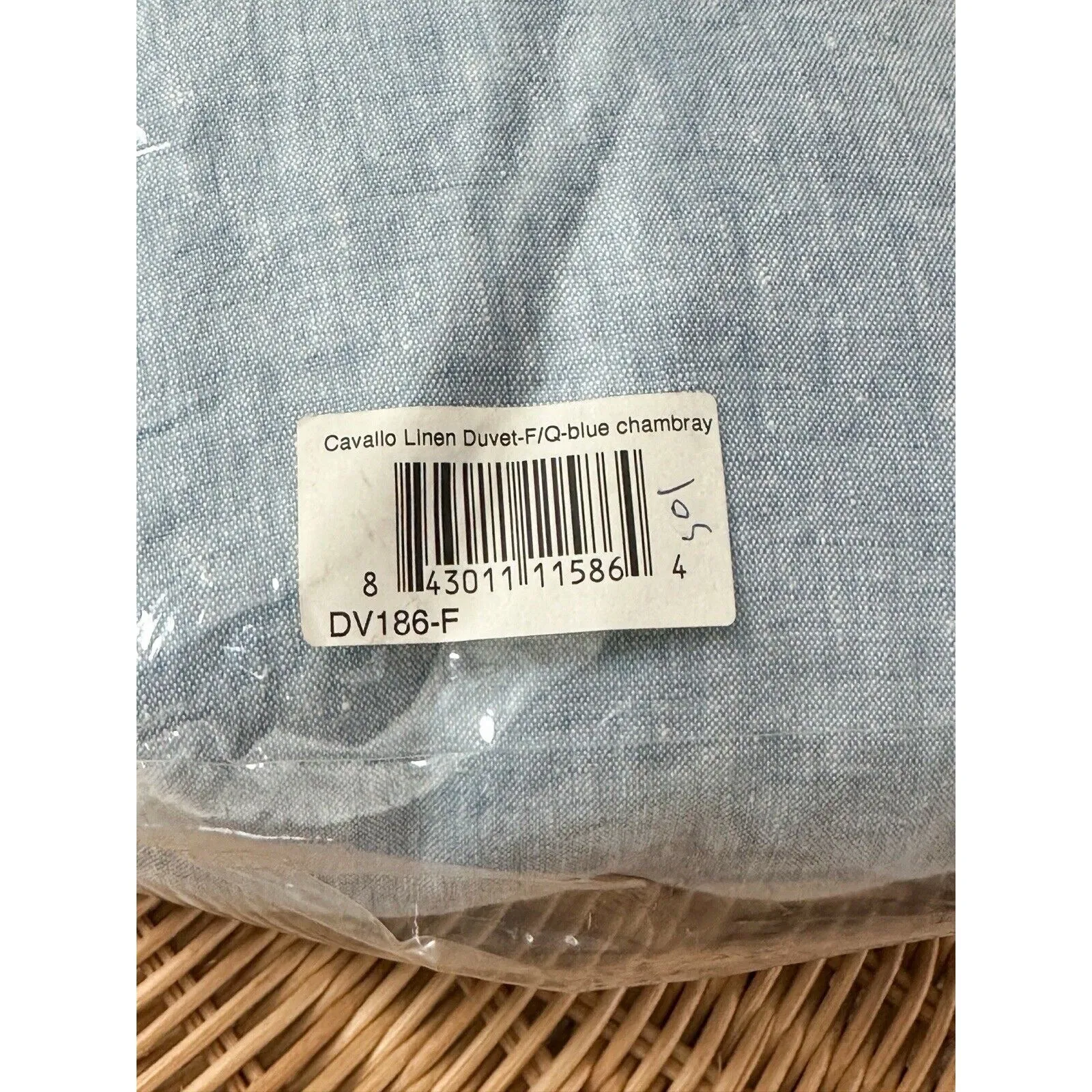 Cavallo Linen Duvet Cover (F/Q)-Blue Chambray (CL)