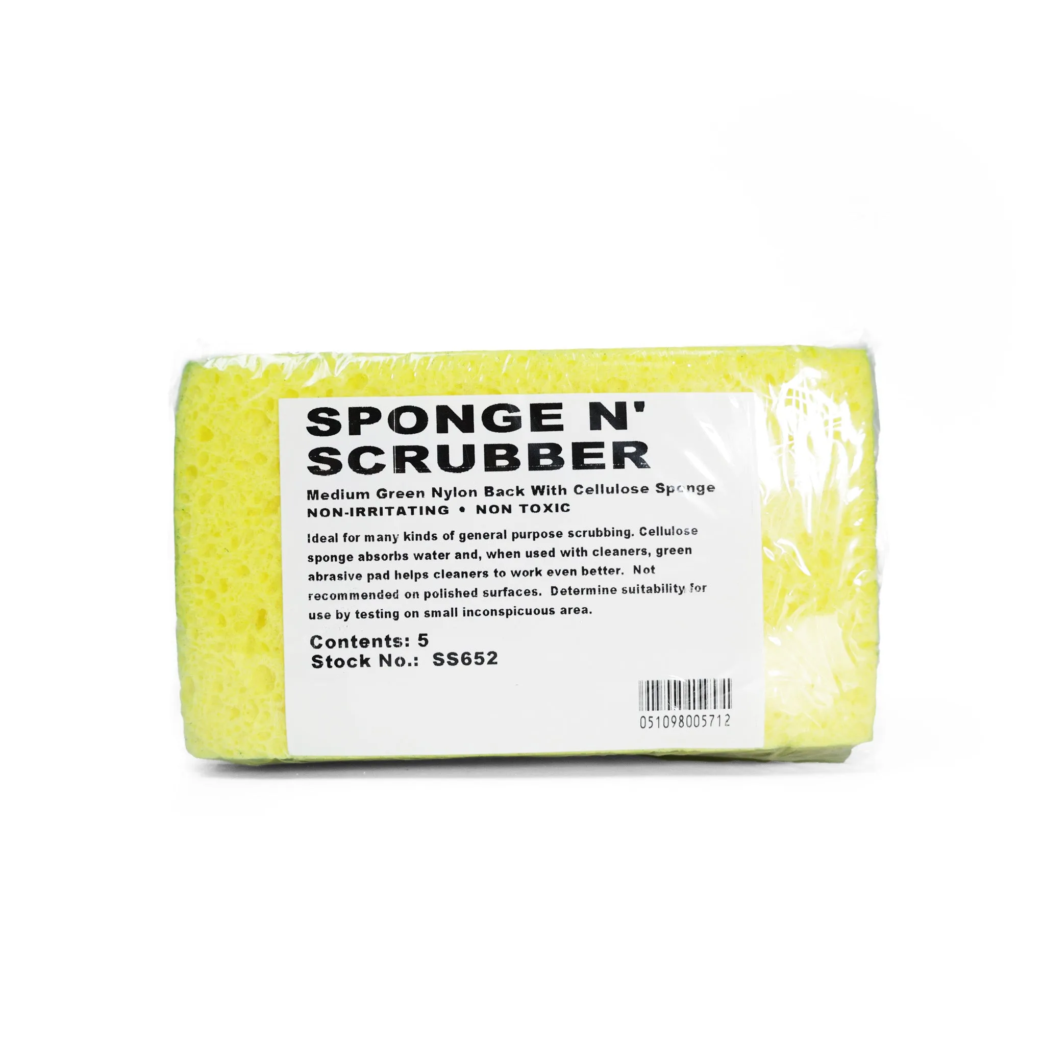 Cellulose Sponge W/ Green Scrub Pad  (5pk)