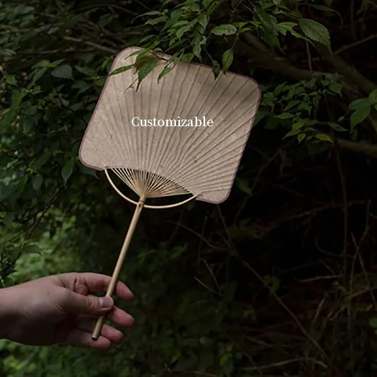 Chinese Rigid Square Hand Fan made by Bamboo and Paper (Customizable)