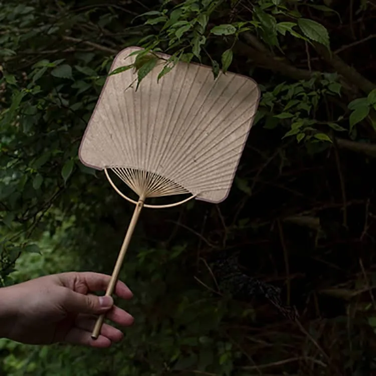 Chinese Rigid Square Hand Fan made by Bamboo and Paper (Customizable)