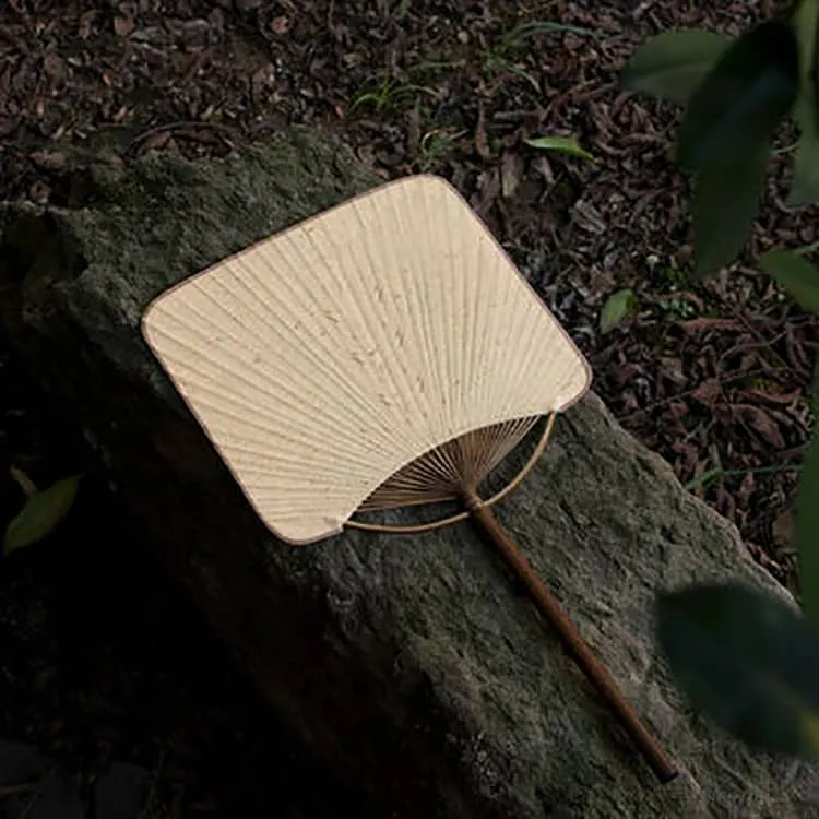 Chinese Rigid Square Hand Fan made by Bamboo and Paper (Customizable)